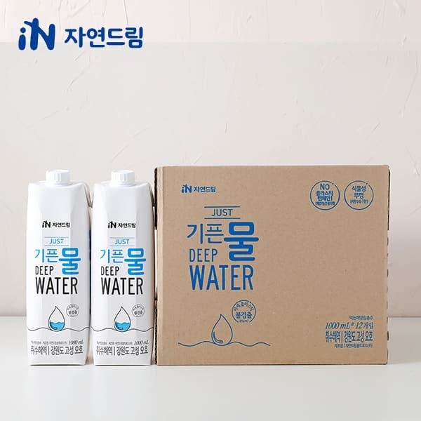 (현대Hmall) 자연드림 JUST 기픈물 1000ml x (12개입) (멸균종이팩/해양심층수)