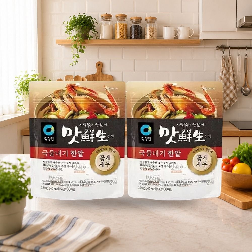 청정원 맛선생 꽃게새우국물내기한알 120g 4g 30입 2개