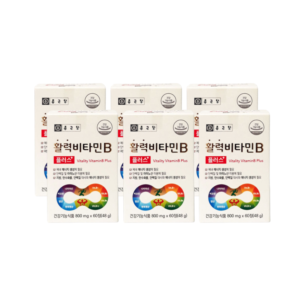 종근당건강 활력비타민B 플러스 60정 6개