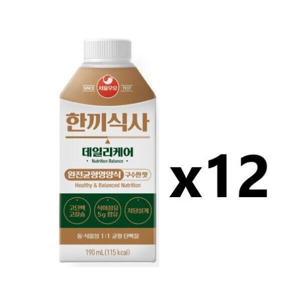 서울우유 한끼식사 데일리케어 구수한맛 190ml x 12개
