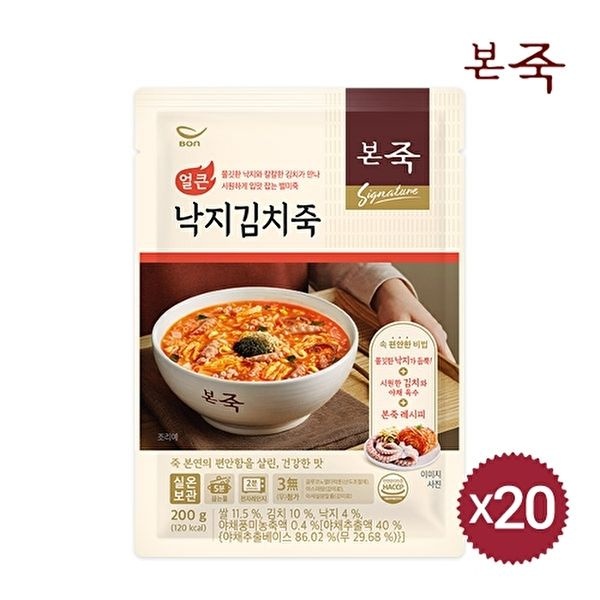 본죽 [본죽]얼큰 낙지김치죽 200g 20팩