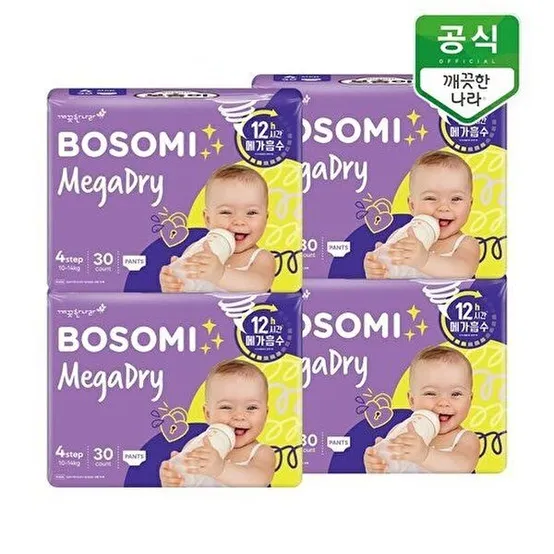[보솜이]보솜이 메가드라이 팬티 기저귀 공용 대형 30개입 x 4팩