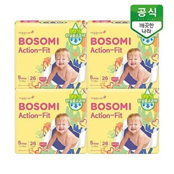 [보솜이]보솜이 액션핏 팬티 기저귀 공용 특대형 26개입 x 4팩