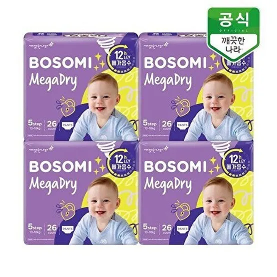 [보솜이]보솜이 메가드라이 팬티 기저귀 공용 특대형 26개입 x 4팩
