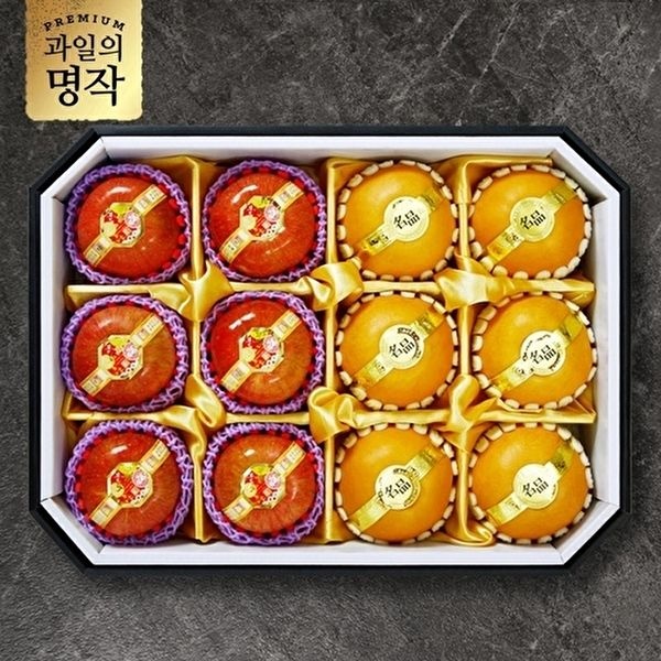 [명가일품][과일명품관] 팔각 혼합선물세트 12과 (사과6+배6) 5kg내외