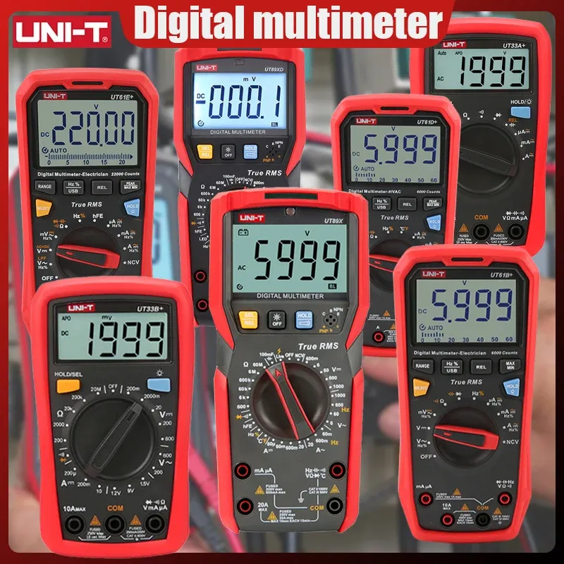 UNI-T 멀티미터 디지털 UT89XD UT89XE UT61E UT61D UT61B UT33C UT33D UT60S UT60BT AC DC 전류계 전압 테스터 멀티미터