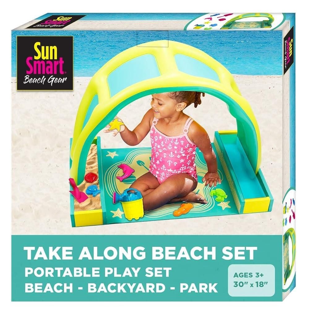 SunSmart [해외] SunSmart Kiddie Indoor/Outdoor Activity Play Set Portable Toy Playset with Eight 8 Toys Pop-On Canopy Take-Along Fun-Time Play-Time [호환]