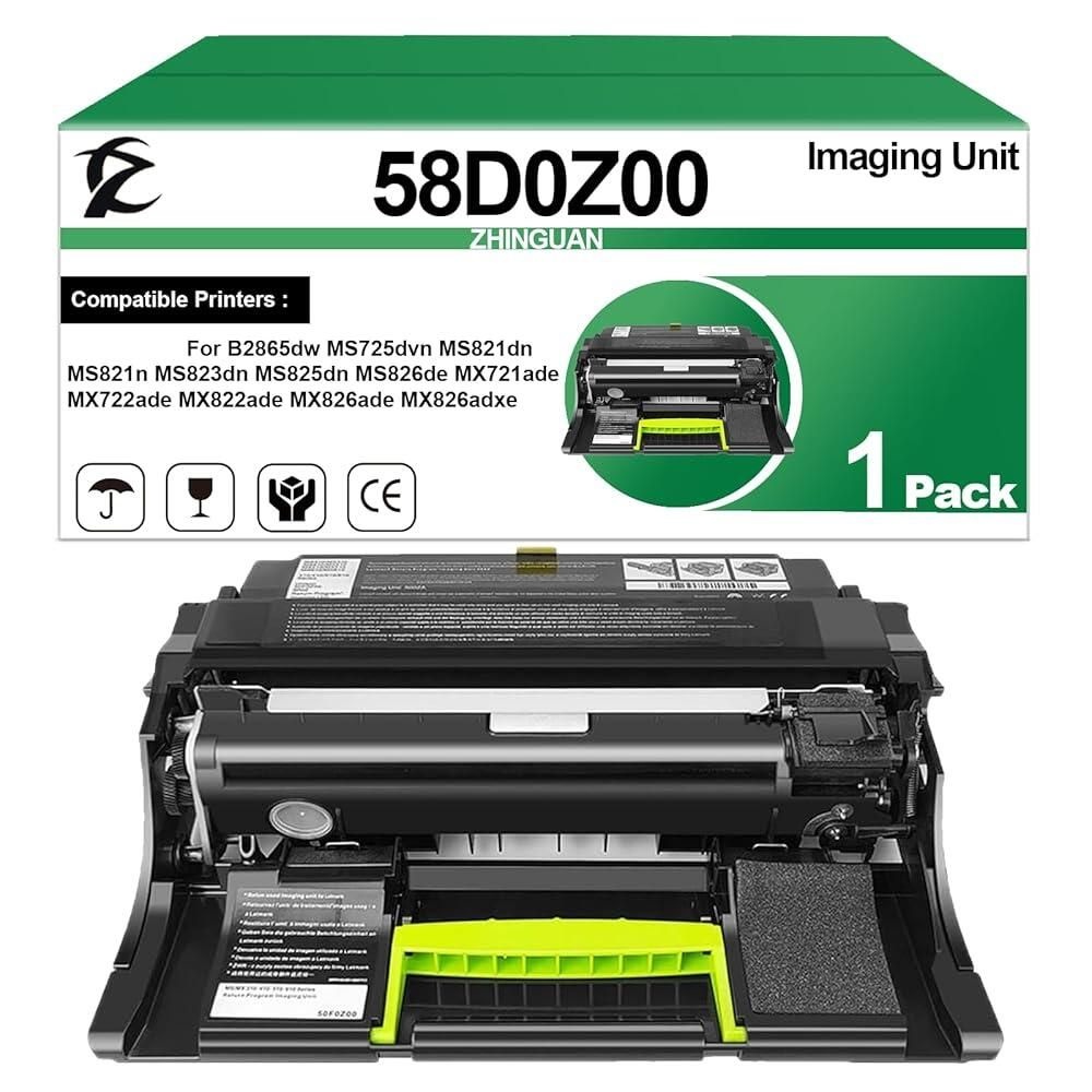 [해외] ZHINGUAN 58D0Z00 드럼 유닛 이미징 작업 Lexmark B2865dw MS725dvn MS821dn MS821n MS822de MS823dn MS825dn MS826de MX721ade MX722ade MX822ade MX8