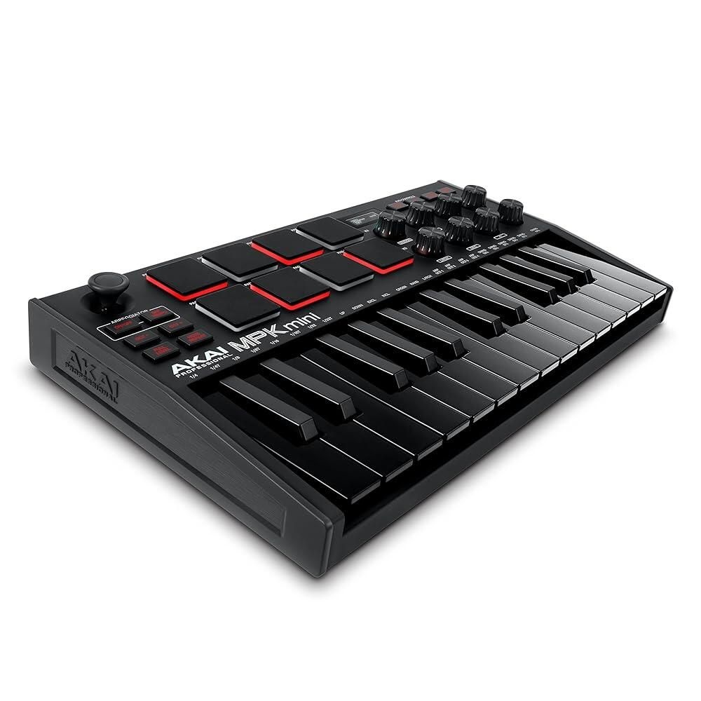 Akai Professional [해외] AKAI Professional MPK 미니 MK3 - 25키 USB MIDI 키보드 컨트롤러 8개의 백라이트 드럼 패드 손잡이 음악 제작 소프트웨어