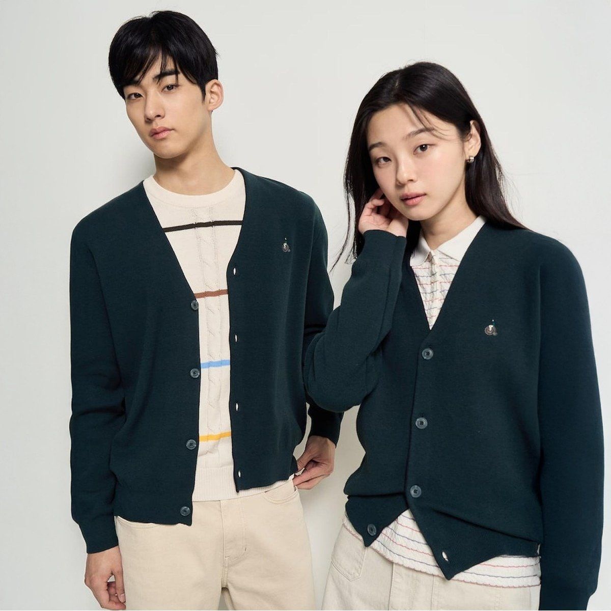 빈폴 빈폴 Essential 남녀공용 코튼 베럴비 카디건 - 그린 BC615AE10M W5X8Y3Z1 S6T9V2W4