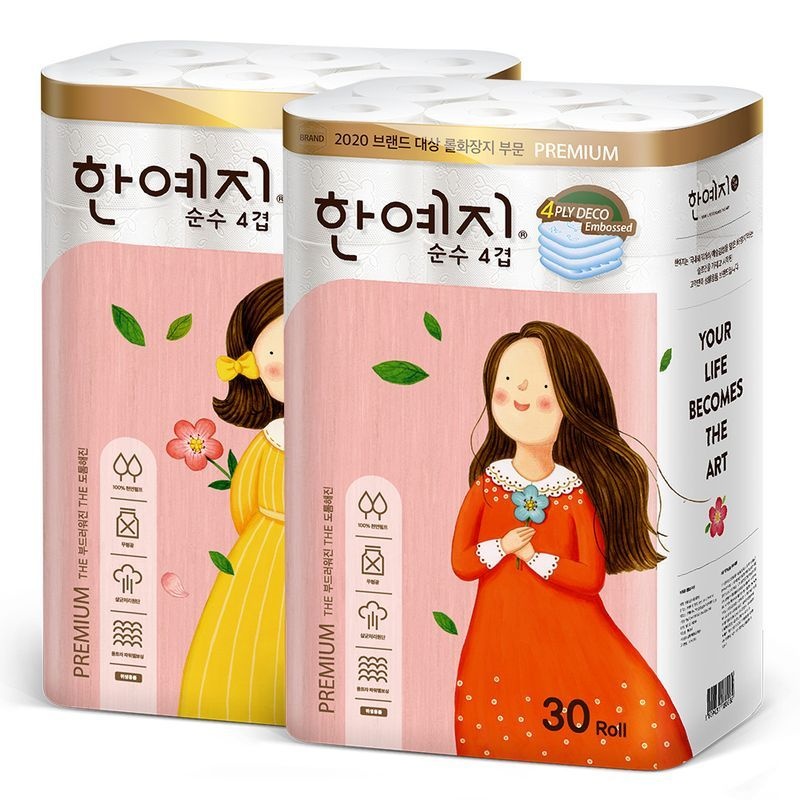 한예지 [etv]프리미어 순수 4겹 천연펄프 화장지 25m 30롤 2팩[36204796]