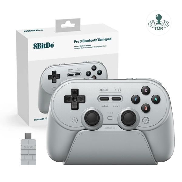 8Bitdo [해외] 8Bitdo Pro 3 블루투스 컨트롤러 스위치 2 Windows Apple SteamOS 안드로이드 호환 TMR 조이스틱 교체 가능한 ABXY 버튼 프로