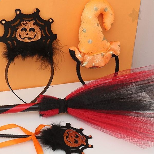 (주)해동이노베이션 마녀 빗자루 모자 머리띠 호박 왕관 지팡이 파티 축제 행사 소품 장식 변장 놀이
