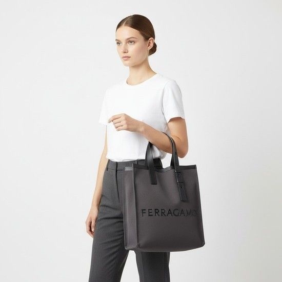 로고 레터링 코튼 토트백 24 1297 DARK GREY 0764872