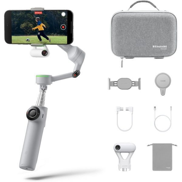 Insta360 [해외] 인스타360 Flow 2 Pro 스마트폰 짐벌 스테빌라이저 아이폰호환 안드로이드 호환 AI 여행 브이로그 촬영용 동영상 유