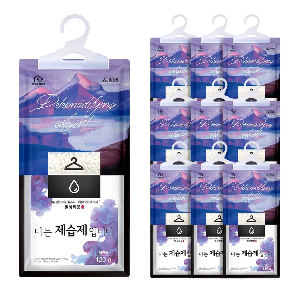 홈트너 제습제 옷장제습제 습기제거제 옷걸이형 120g, 10개