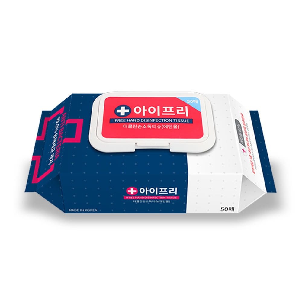 아이프리 더클린 손소독티슈 소독용에탄올 살균 소독 티슈 캡형 50매 1팩
