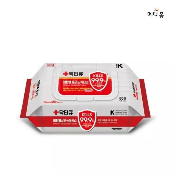 닥터큐 에탄올 80% 살균소독티슈 캡형(60매) 의약외품 / 소독용 엠보싱 물티슈