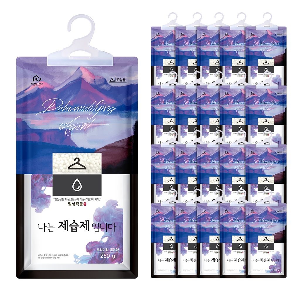 홈트너 제습제 옷장제습제 습기제거제 옷걸이형 250g, 20개