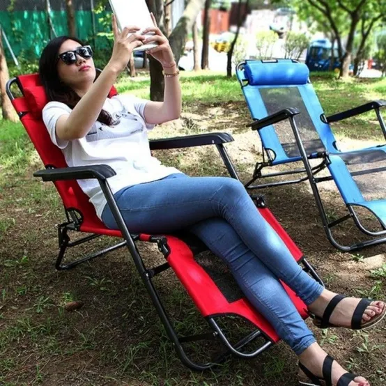 각도조절 망사 비치 간이 체어 베드 의자 침대 블루