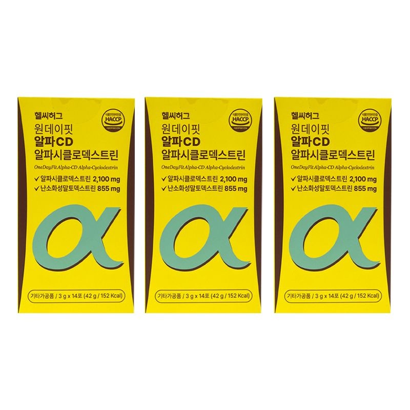 헬씨허그 원데이핏 알파CD 알파시클로덱스트린 14포 x3박스 수용성식이섬유 식단관리