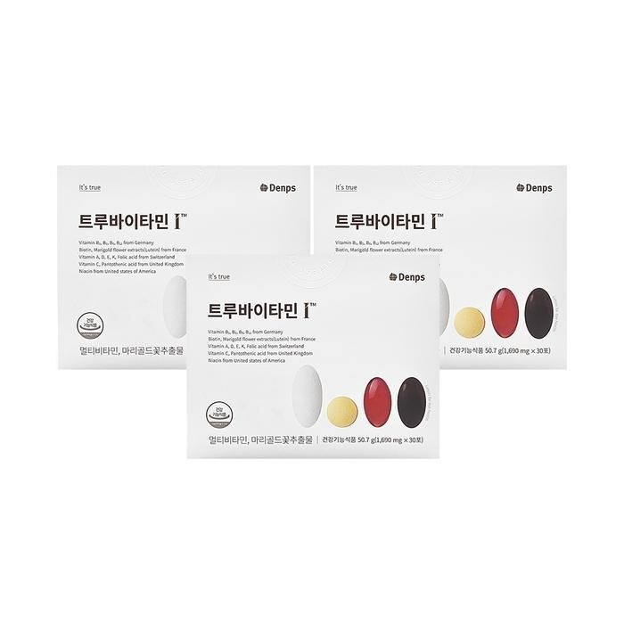 덴프스 NEW 트루바이타민I 멀티비타민 앤 루테인 1690mg x 30포 x3박스