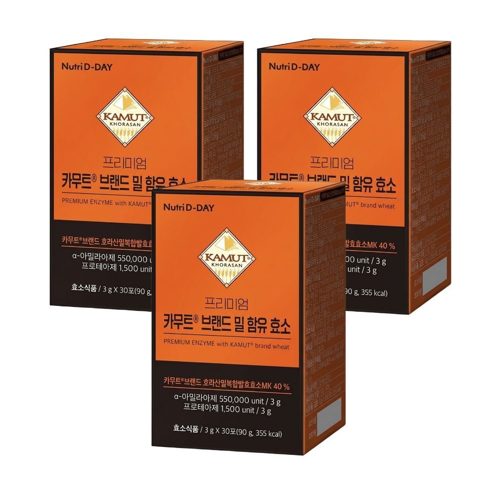 뉴트리디데이 프리미엄 카무트 브랜드 밀 함유 효소 3g x 30포, 3개