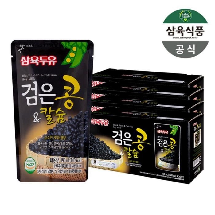 삼육식품 검은콩 칼슘 파우치 190ml 80개