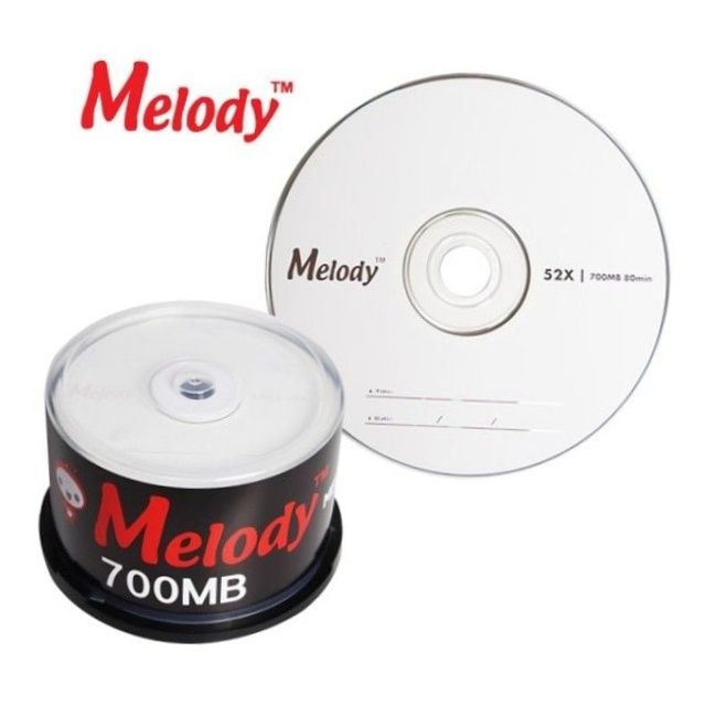 멜로디 700mb 52배속 데이터 백업용 공 cd-r 50장 케이스 차량용 오디오 굽기 공cd