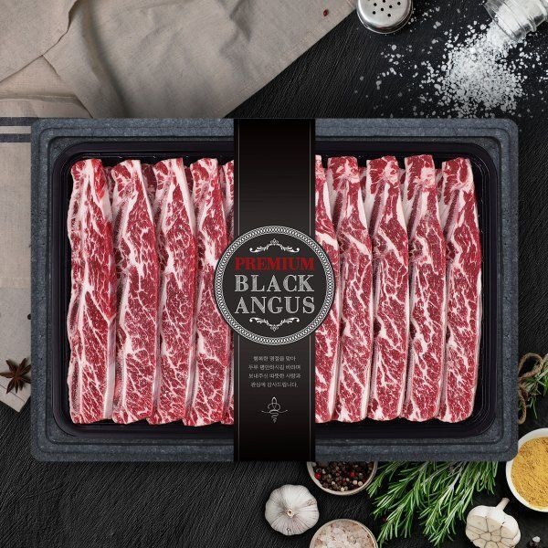 (리얼블랙)냉동리얼블랙 블랙앵거스 LA갈비 3kg 선물세트 (미국산 초이스등급)