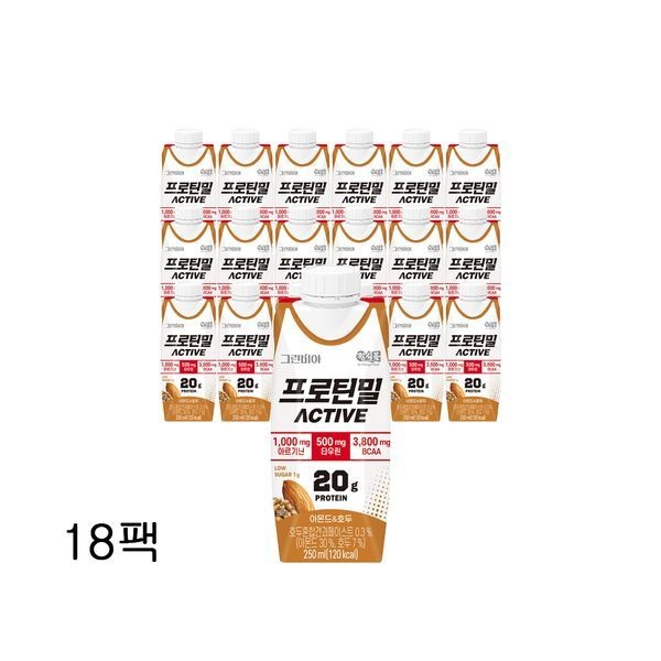 그린비아 프로틴밀 액티브 아몬드와호두 250ml x 18팩