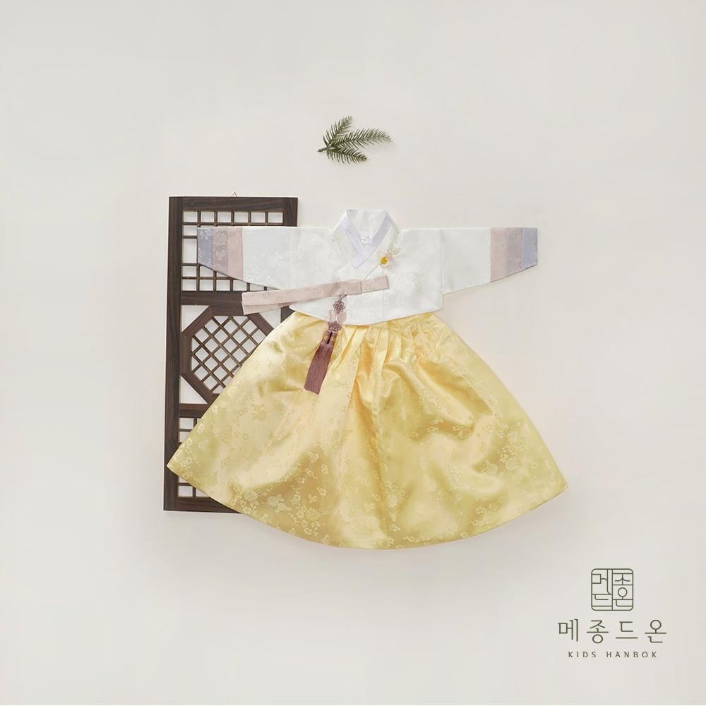 메종드온 소희 양단 아이저고리 노랑치마(백일,1호~15호)
