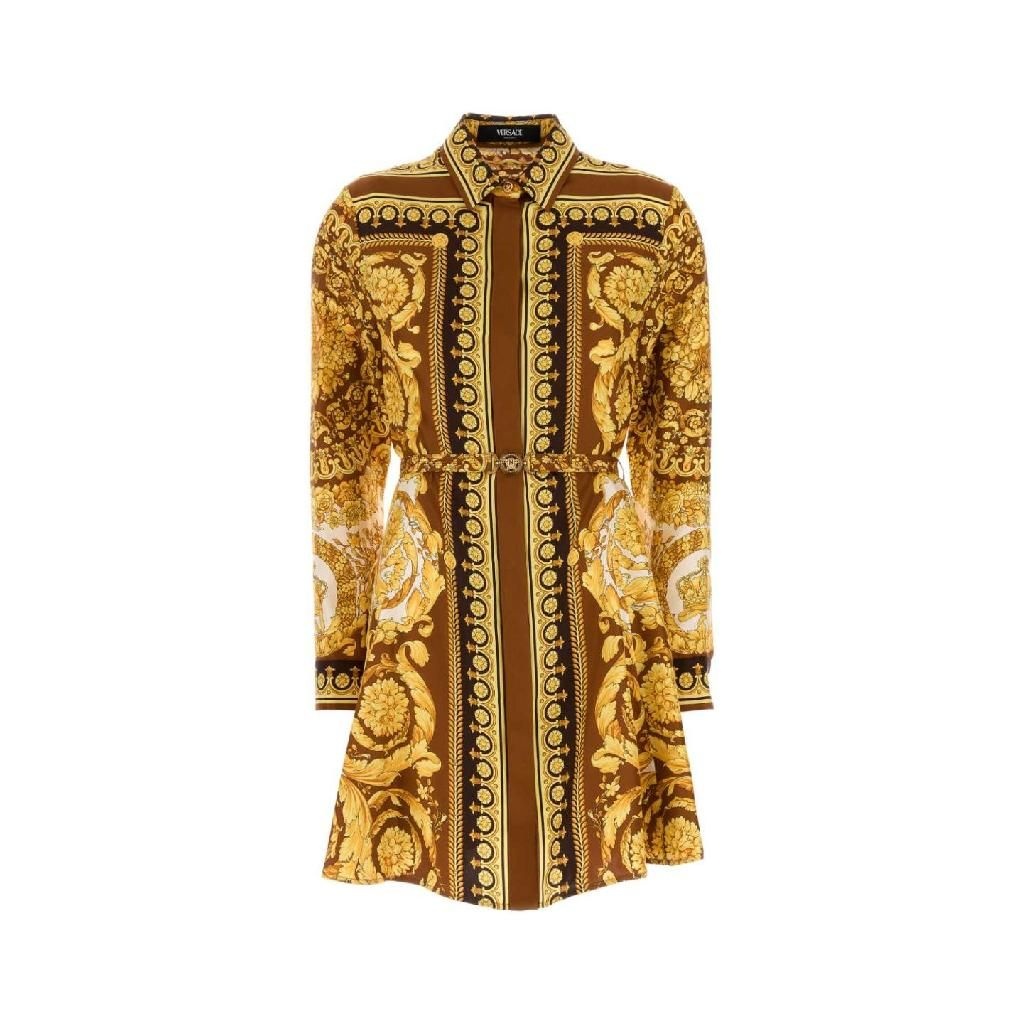 베르사체 [X45]베르사체 10189331A15215 5N790 Printed twill shirt dress 여성 원피스 롱 미디 미니 드레스