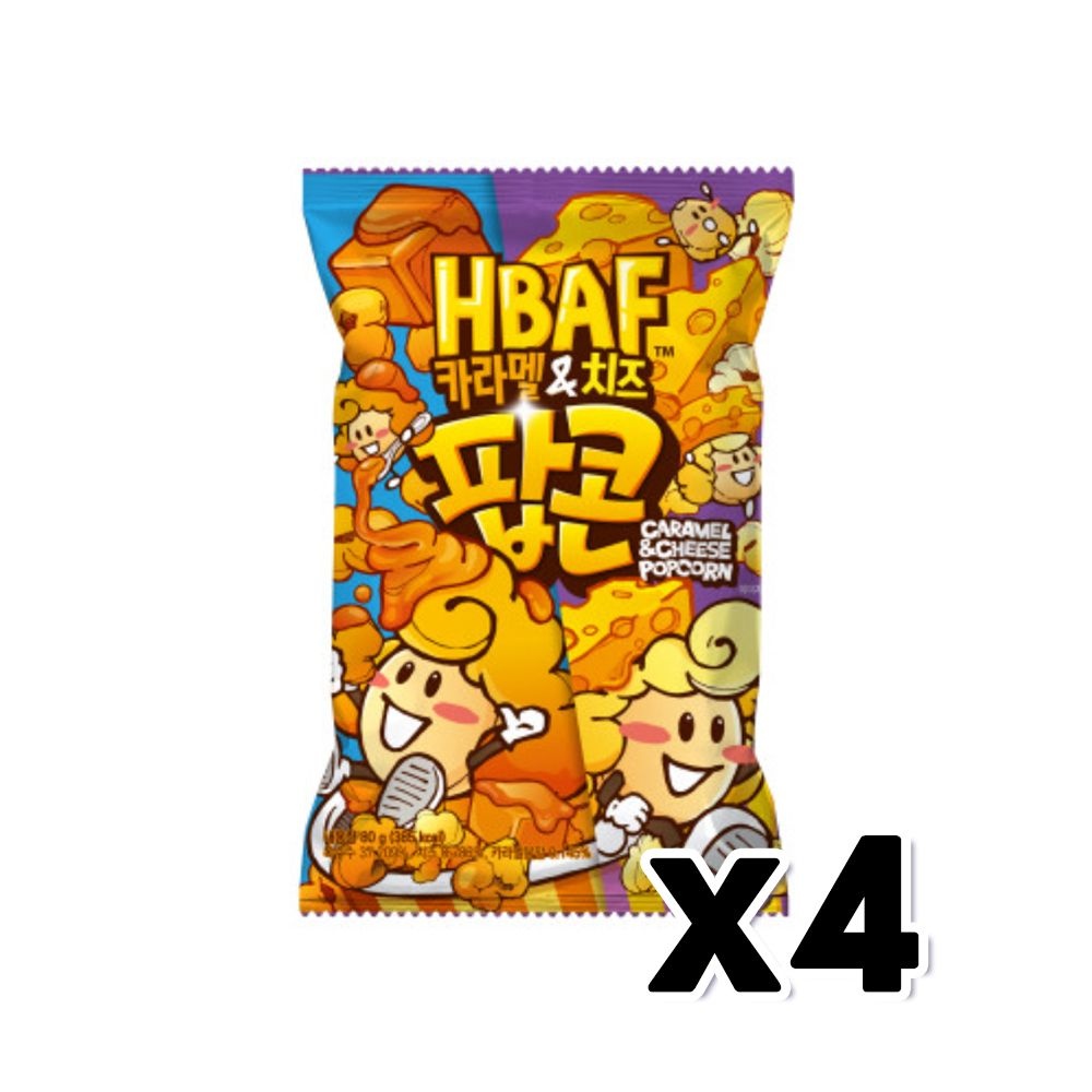 바프 카라멜치즈맛 팝콘 봉지스낵 80g x 4개