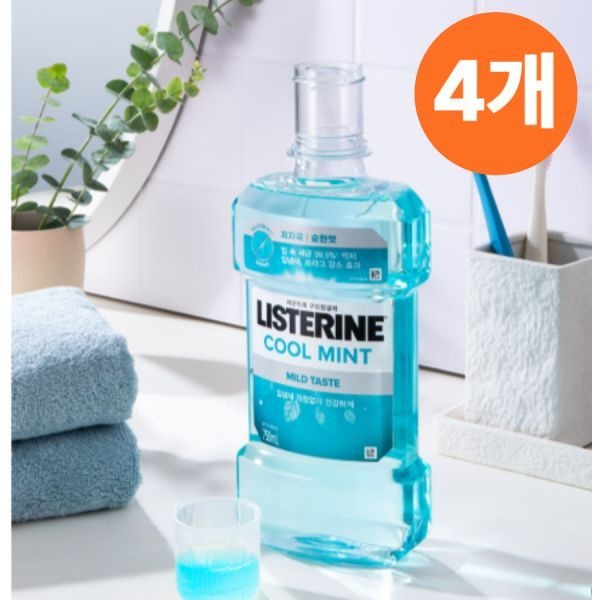 리스테린 리스테린 쿨민트 마일드 온가족 구강 청결제 750ml, 4개
