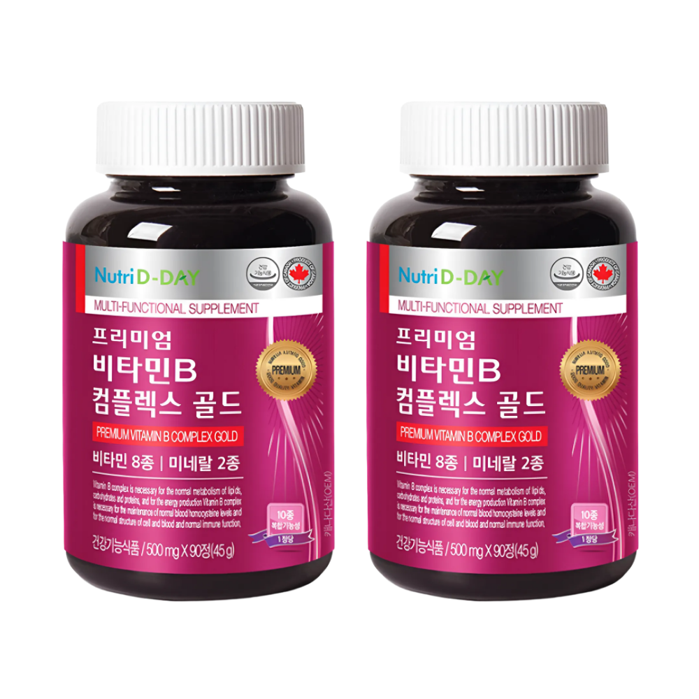 [오늘출발] 뉴트리디데이 프리미엄 비타민B 컴플렉스 골드 500mg x 90정, 2개