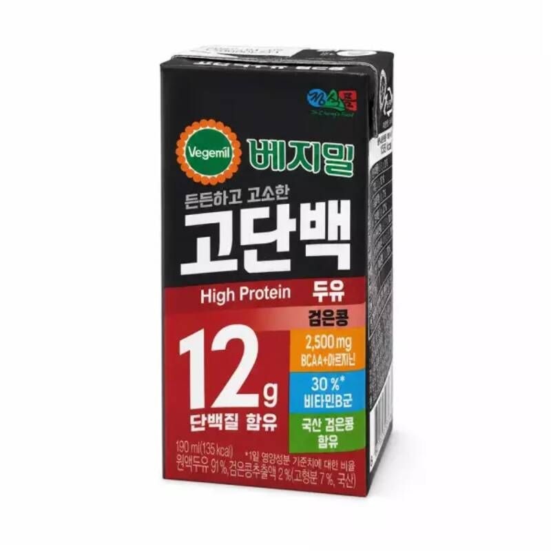 UnKnown 베지밀 매일 고단백 검은콩 두유 190ml x 48팩 식물성 단백질