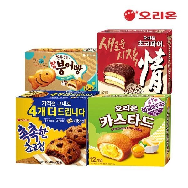 오리온 오리온 초코파이12p + 카스타드12p 참붕어빵8p 촉촉한초코칩16p