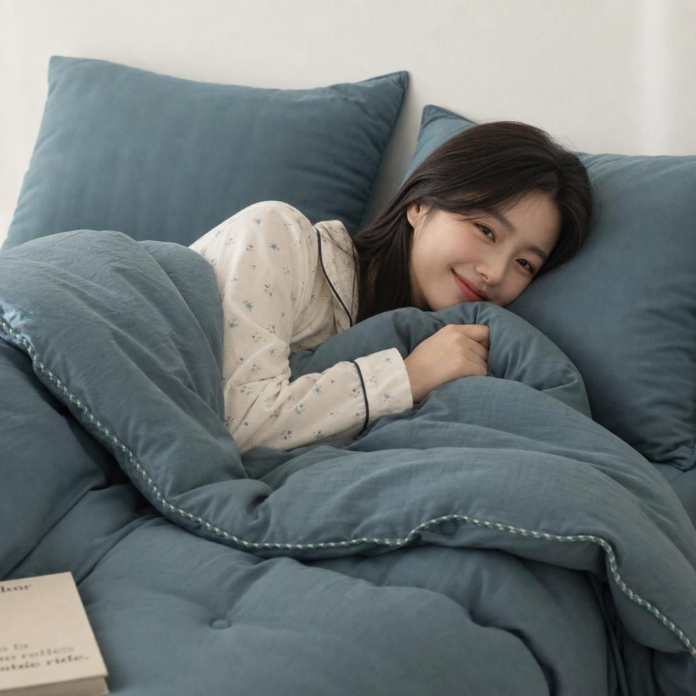 [다벤크] 웜브리즈 링클 워싱 모달 차렵 이불 봄 가을 간절기 부드러운 침대패드 침구 S Q