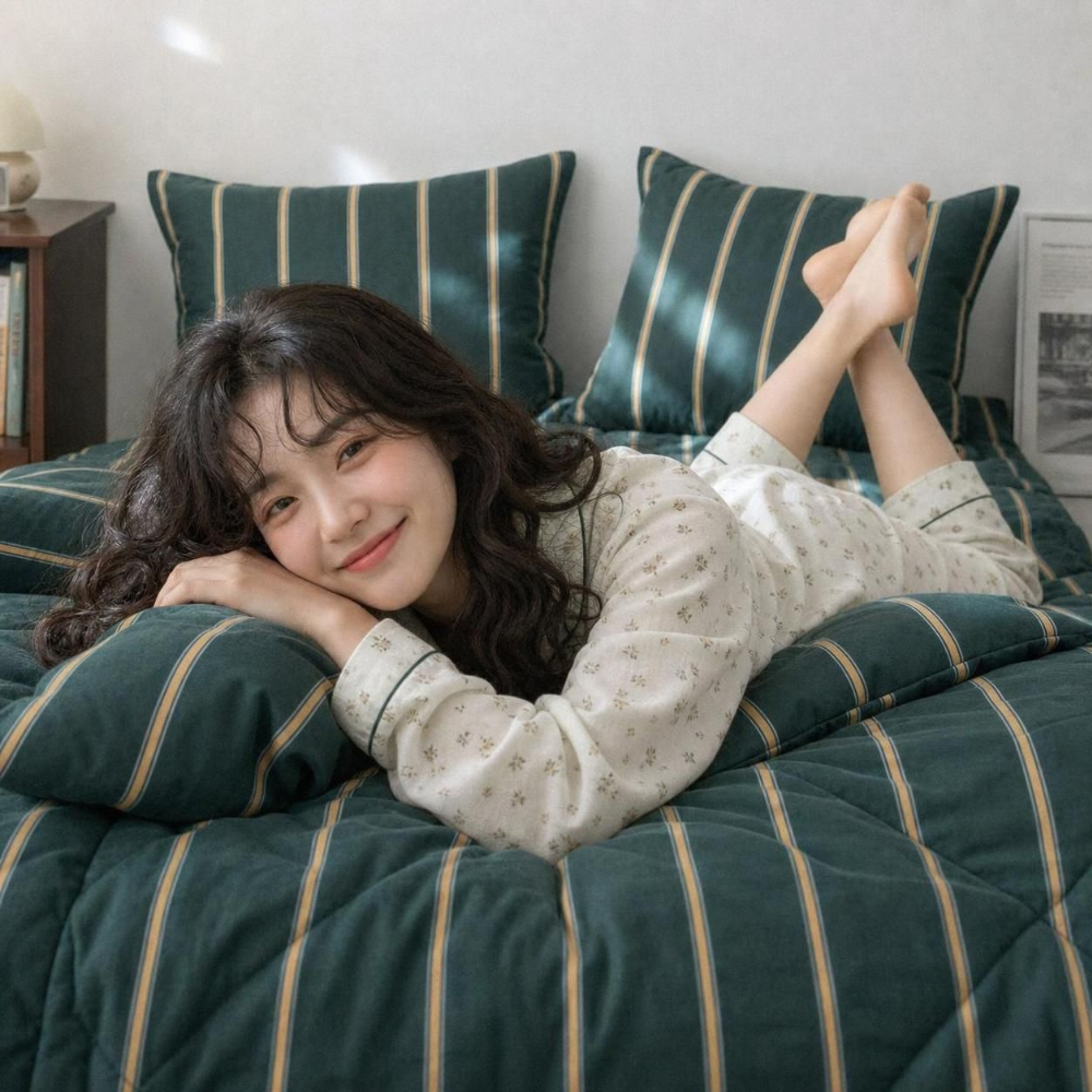 [다벤크] 소프트코어 세미마이크로 차렵 이불 부드러운 봄 가을 간절기 겨울 호텔식 침구 S D Q