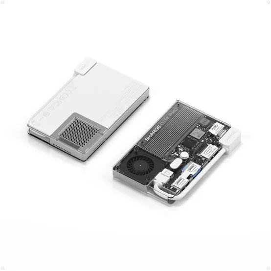 샤지 디스크 프로 1TB 휴대용 SSD 액티브 쿨링 팬 4포트 허브 HDMI 2.1 10Gbps 내장 케이블 맥북 PC 등 호환 가능한 마그