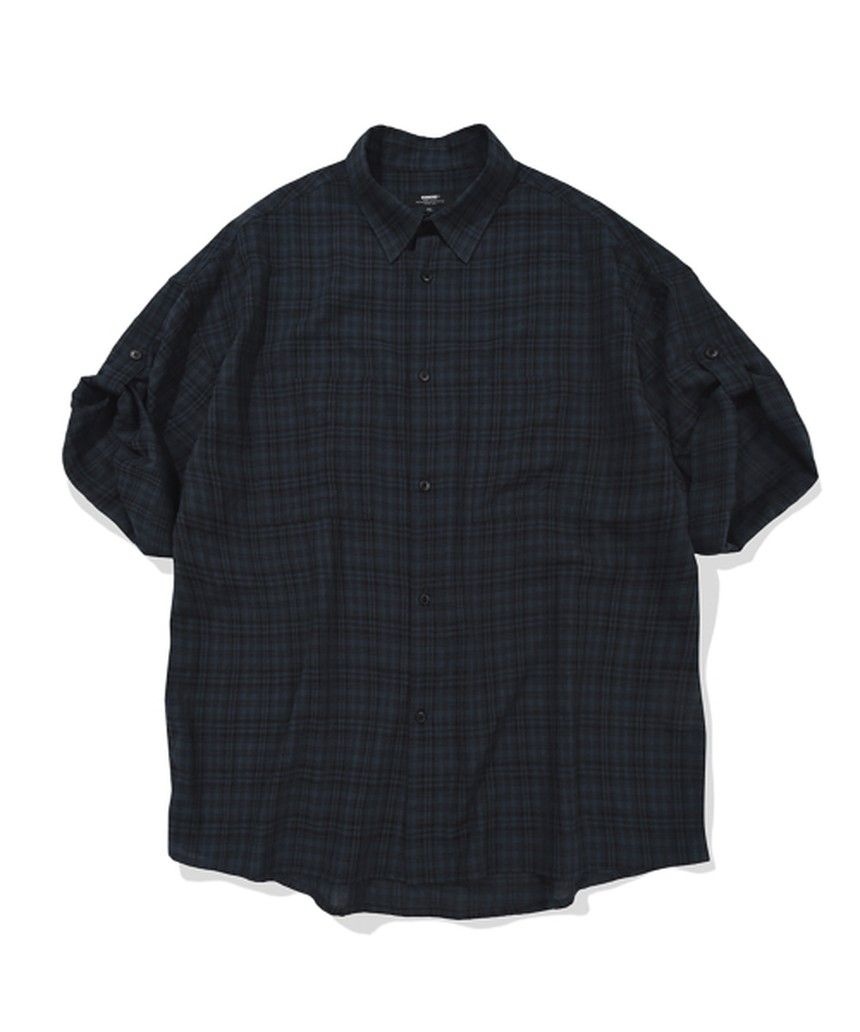 카네이테이 CHECK ROLL-UP HALF SHIRT (NAVY) K26H-TOS-594-NA