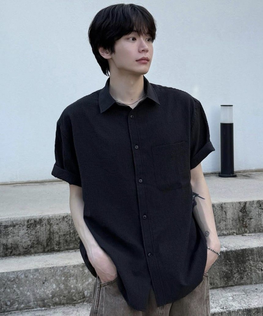 카네이테이 CHECK HALF SHIRT (BLACK) K26H-TOS-595-BK