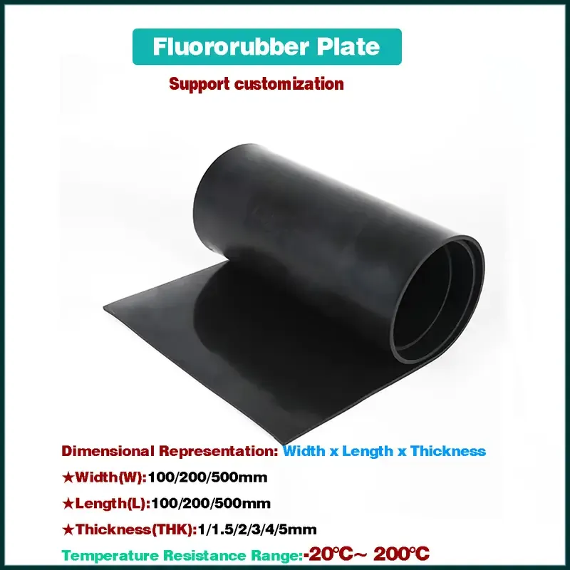 불소 고무 플레이트 시트 FKM 보드 오일 열 부식 산성 저항 THK1/1.5/2/3/4/5mm W/L100-500mm