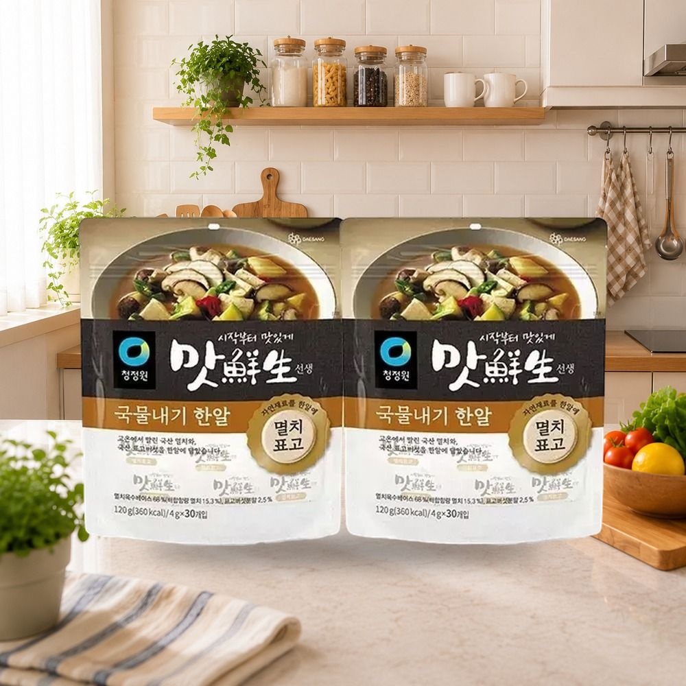 청정원 맛선생 멸치표고국물내기한알 120g 4g 30입 2개