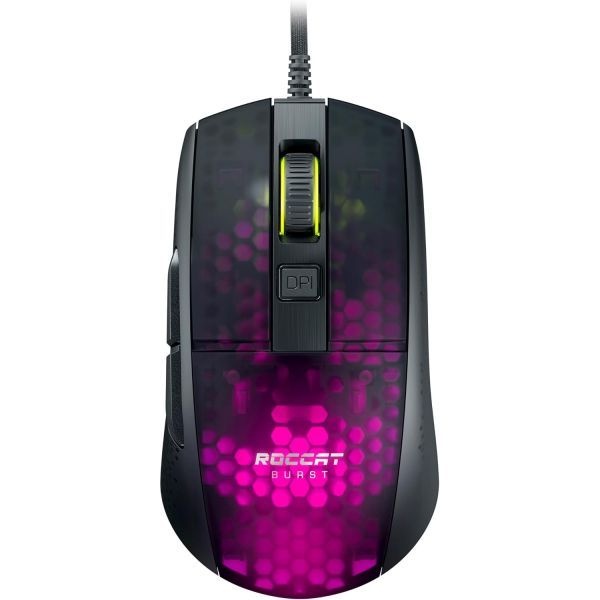 ROCCAT [해외] ROCCAT Burst Pro PC 게이밍 마우스 광 스위치 초경량 인체공학적 유선 컴퓨터 RGB 조명 타이탄 스크롤 휠 바이오닉 쉘