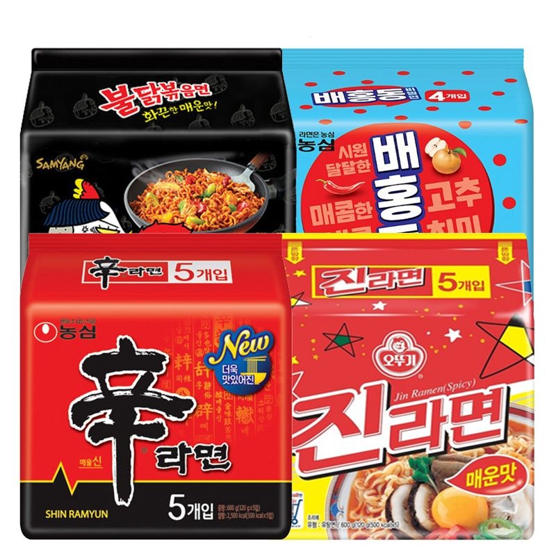 농심 신라면5봉+진라면매운맛5봉+불닭볶음면5봉+배홍동비빔면4봉