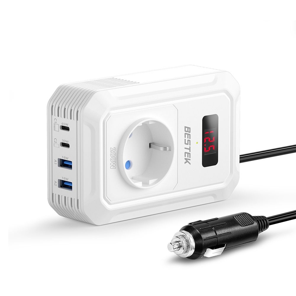 [오늘출발] 베스텍 200W 차량용 파워 인버터 AC220V PD+QC 맥북/노트북 고속충전