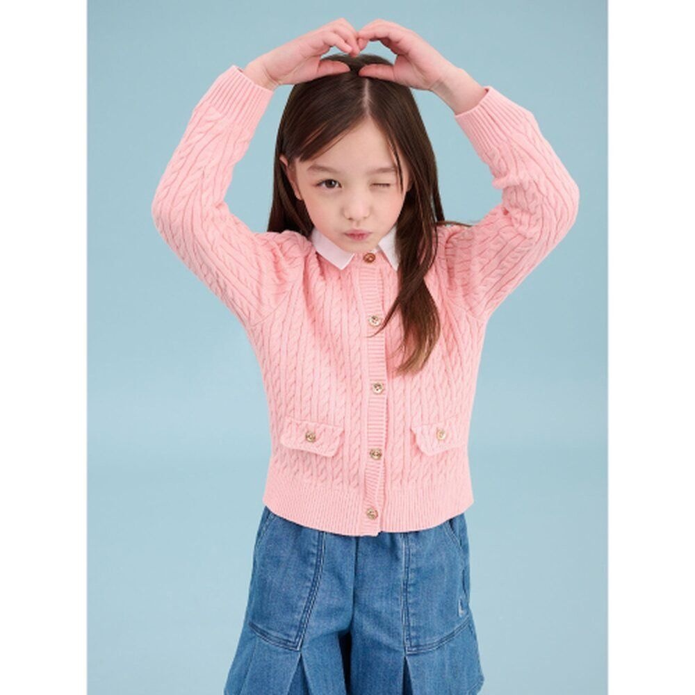 빈폴 키즈 BEANPOLE KIDS 여아 면 케이블 가디건 카디건 코랄 (BI515AGE17)