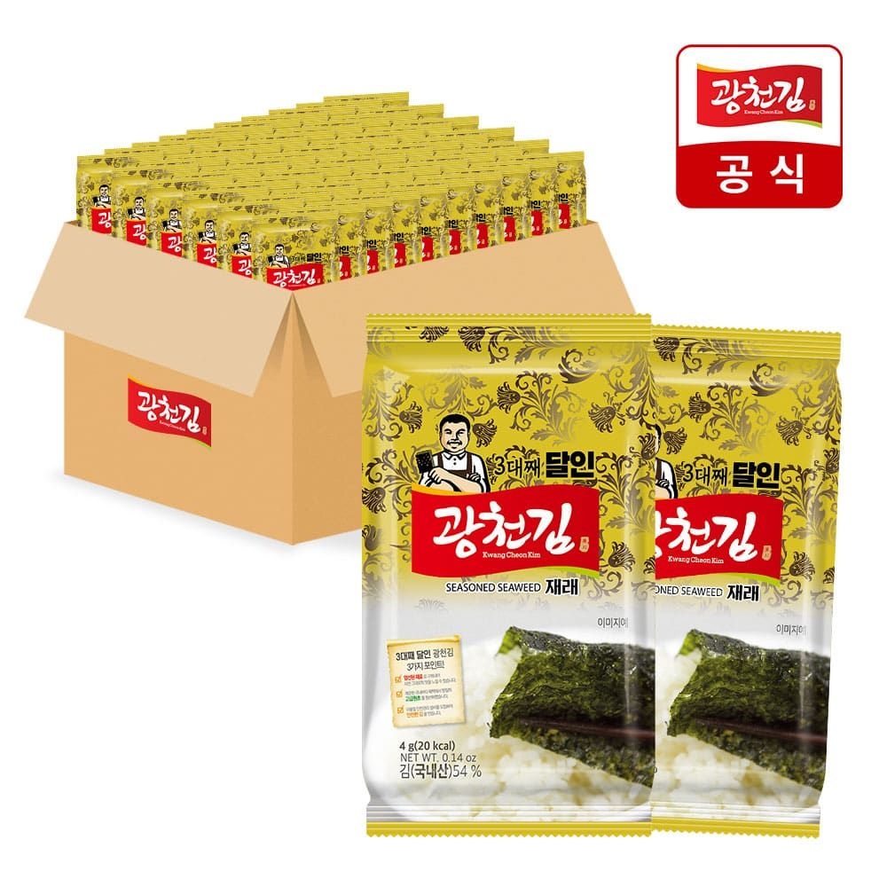 광천김 (현대홈쇼핑) 광천김 3대째 달인 재래 도시락김 4g 9봉x10팩 90봉 (1박스)